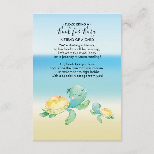 Zee Turtle Baby shower Boek voor Baby Kaart (Voorkant)