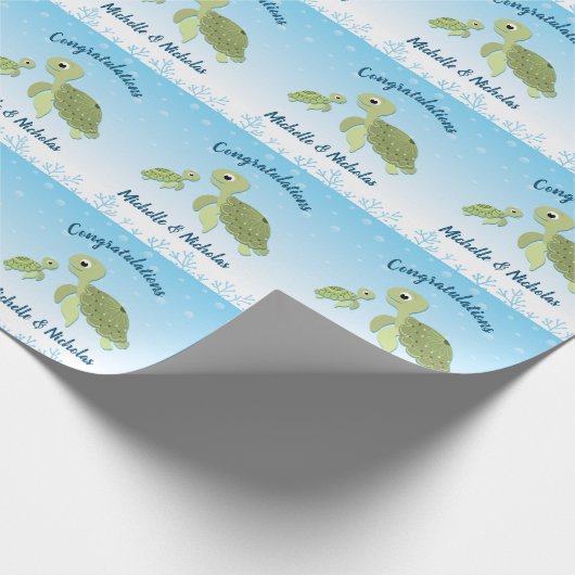 Zee Turtle Baby shower Co-Ed Gender Neutral Cadeaupapier (Hoek)