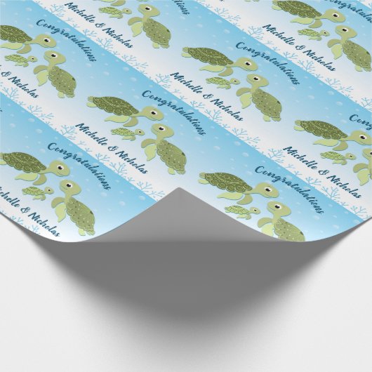 Zee Turtle Baby shower Co-Ed Gender Neutral Cadeaupapier (Hoek)