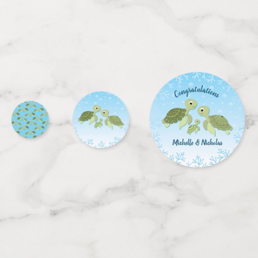 Zee Turtle Baby shower Co-Ed Gender Neutral Confetti (Achterkanten)