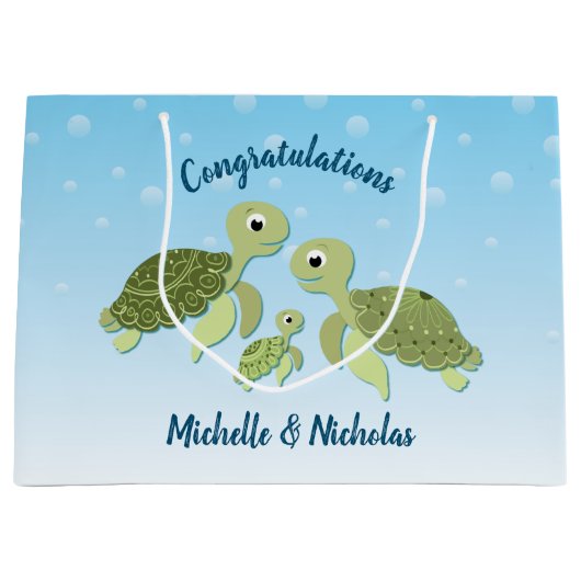 Zee Turtle Baby shower Co-Ed Gender Neutral Groot Cadeauzakje (Voorkant)