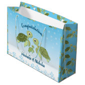 Zee Turtle Baby shower Co-Ed Gender Neutral Groot Cadeauzakje (Voorkant Gekanteld)