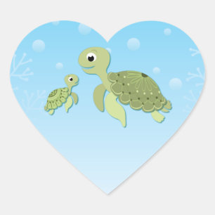 Zee Turtle Baby shower Co-Ed Gender Neutral Hart Sticker