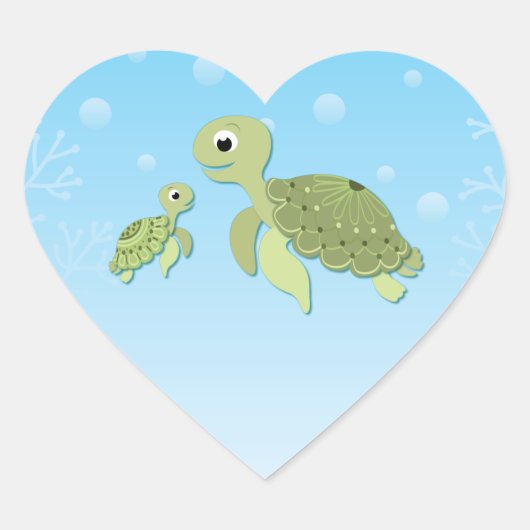 Zee Turtle Baby shower Co-Ed Gender Neutral Hart Sticker (Voorkant)