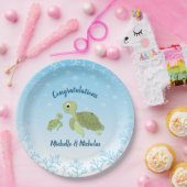 Zee Turtle Baby shower Co-Ed Gender Neutral Papieren Bordje (Feest)