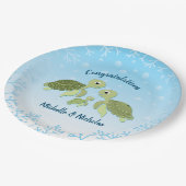 Zee Turtle Baby shower Co-Ed Gender Neutral Papieren Bordje (Gekanteld)