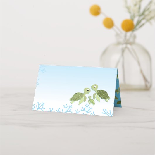 Zee Turtle Baby shower Co-Ed Gender Neutral Plaatskaartje (Voorkant)