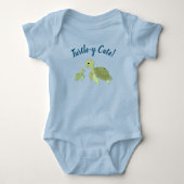 Zee Turtle Baby shower Co-Ed Gender Neutral Romper (Voorkant)