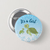 Zee Turtle Baby shower Co-Ed Gender Neutral Ronde Button 5,7 Cm (Voorkant /achterkant)