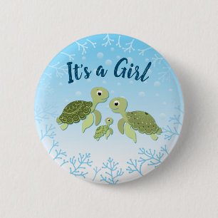Zee Turtle Baby shower Co-Ed Gender Neutral Ronde Button 5,7 Cm