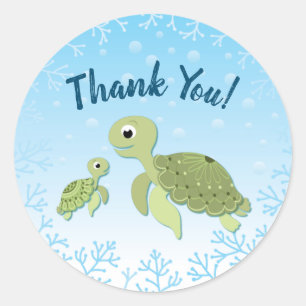 Zee Turtle Baby shower Co-Ed Gender Neutral Ronde Sticker