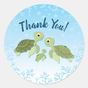 Zee Turtle Baby shower Co-Ed Gender Neutral Ronde Sticker