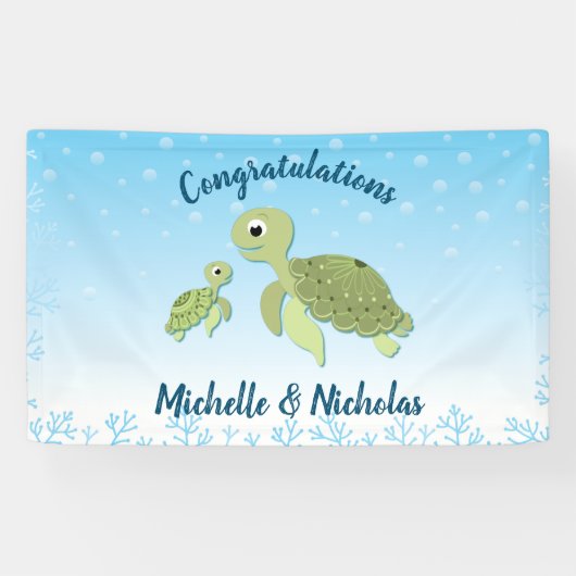 Zee Turtle Baby shower Co-Ed Gender Neutral Spandoek (Horizontaal)