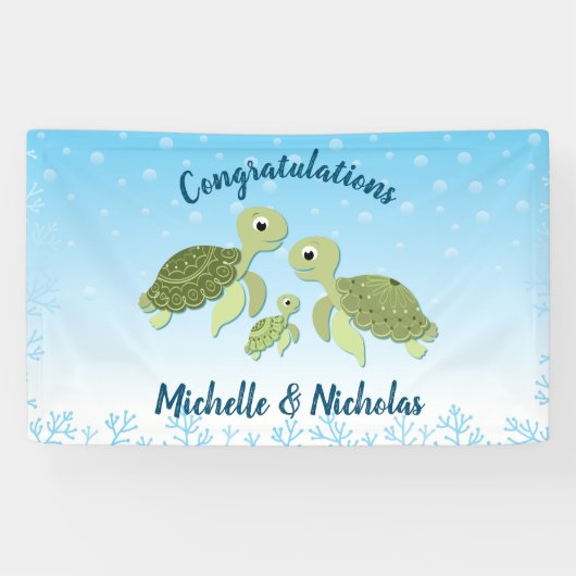 Zee Turtle Baby shower Co-Ed Gender Neutral Spandoek (Horizontaal)