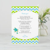 Zee Turtle baby shower dank u, noot + gedicht Bedankkaart (Staand voorkant)
