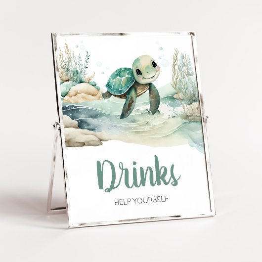 Zee Turtle Baby shower Drinken Poster