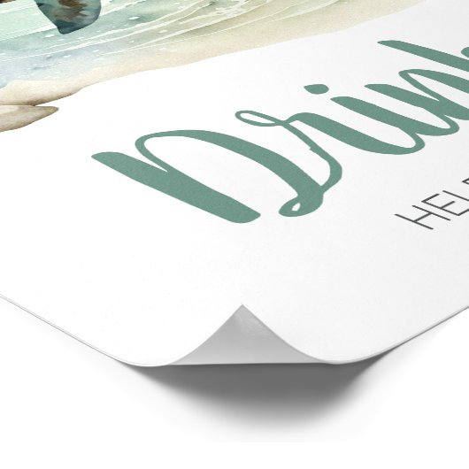 Zee Turtle Baby shower Drinken Poster (Hoek)