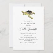 Zee Turtle Baby shower Elegant Minimalistisch Eenv Kaart (Voorkant)
