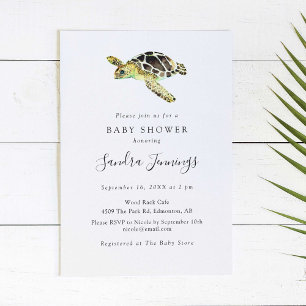 Zee Turtle Baby shower Elegant Minimalistisch Eenv Kaart