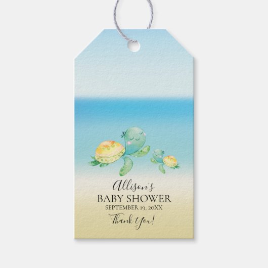 Zee Turtle Baby shower Favor Gift Label Cadeaulabel (Voorkant)