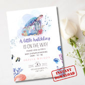 Zee Turtle Baby shower Invitation, onder het Zee Kaart