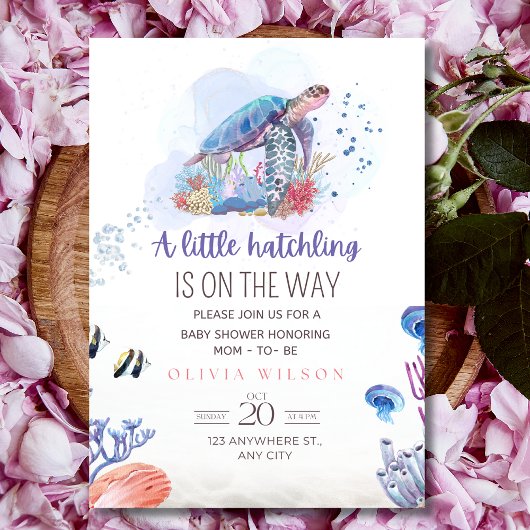 Zee Turtle Baby shower Invitation, onder het Zee Kaart