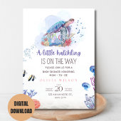 Zee Turtle Baby shower Invitation, onder het Zee Kaart