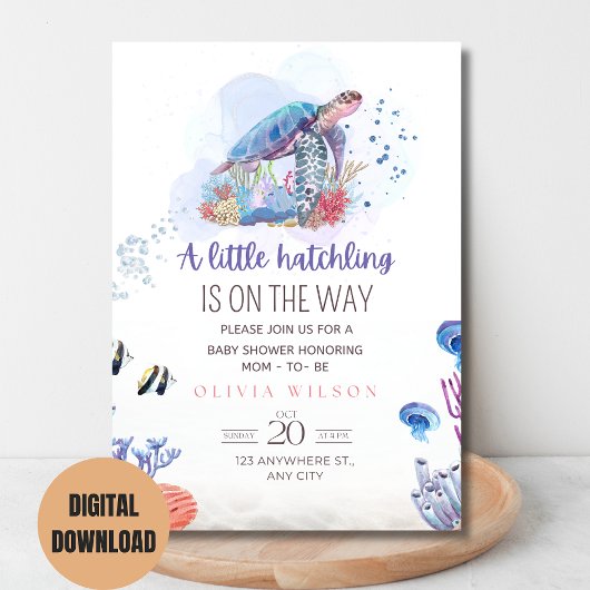 Zee Turtle Baby shower Invitation, onder het Zee Kaart