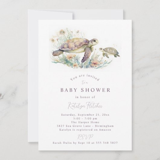 Zee Turtle Baby shower Kaart (Voorkant)