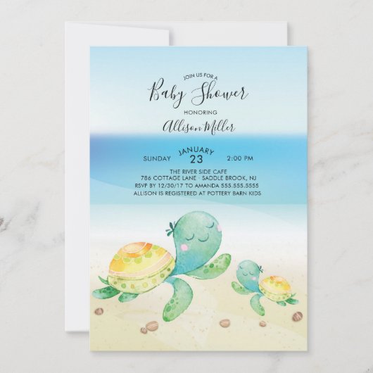 Zee Turtle Baby shower Kaart (Voorkant)