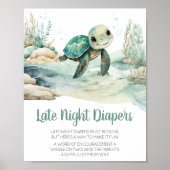 Zee Turtle Baby shower Late Night Luiers Poster (Voorkant)