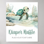 Zee Turtle Baby shower Luier Raffle Poster (Voorkant)