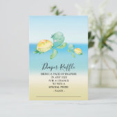 Zee Turtle Baby shower Luier Raffle Ticket Informatiekaartje (Staand voorkant)