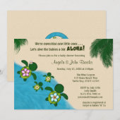 Zee TURTLE Baby shower nodigt TWEE (Honu) 03D uit Kaart (Voorkant / Achterkant)