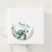 Zee Turtle Baby shower Ronde Bedankjes Labels (In situ)