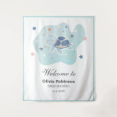 Zee Turtle Baby shower | Schattigee Oceaan Achterg Wandkleed (Voorkant)