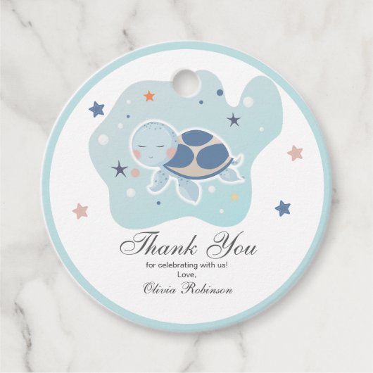 Zee Turtle Baby shower | Schattigee Oceaan Bedankjes Labels (Voorkant)