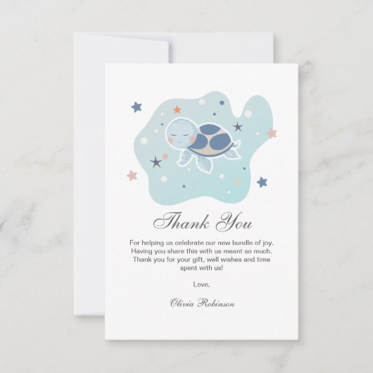 Zee Turtle Baby shower | Schattigee Oceaan Bedankkaart (Voorkant)