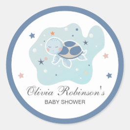 Zee Turtle Baby shower | Schattigee Oceaan Ronde Sticker