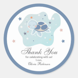 Zee Turtle Baby shower | Schattigee Oceaan Ronde Sticker