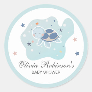Zee Turtle Baby shower Schattigee Oceaan Ronde Sticker