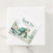 Zee Turtle Baby shower Square Bedankjes Labels (In situ)