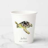 Zee Turtle Baby shower Waterverf Minimal Papieren Bekers (Voorkant)