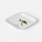 Zee Turtle Baby shower Waterverf Minimal Papieren Bordje (Gebogen)
