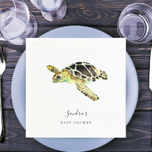 Zee Turtle Baby shower Waterverf Minimal Servet