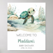Zee Turtle Baby shower Welkom Poster (Voorkant)