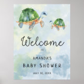 Zee Turtle - Baby shower Welkomstbord Poster (Voorkant)