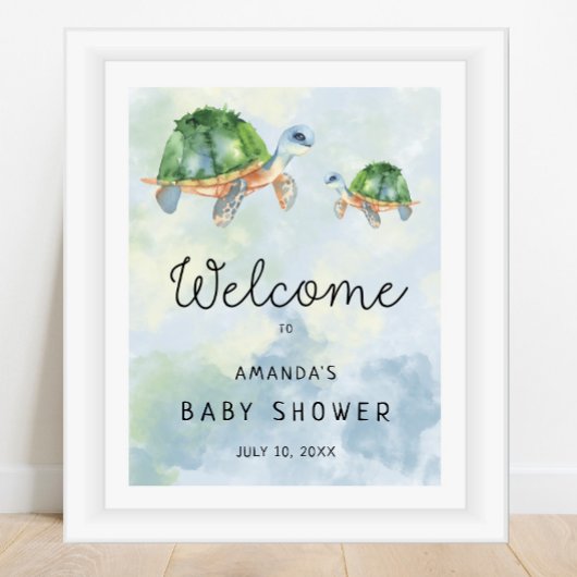 Zee Turtle - Baby shower Welkomstbord Poster