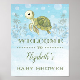 Zee Turtle Baby shower Welkomstteken Poster