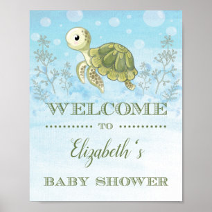Zee Turtle Baby shower Welkomstteken Poster